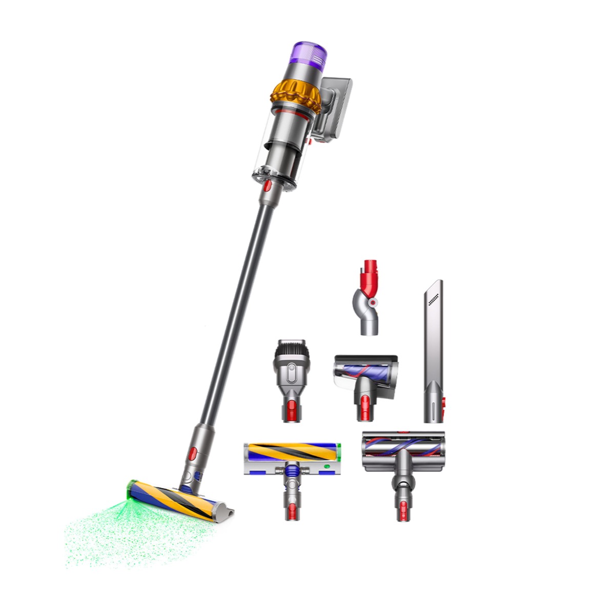 Cordless Vacuum Cleaner — all attachments with green laser